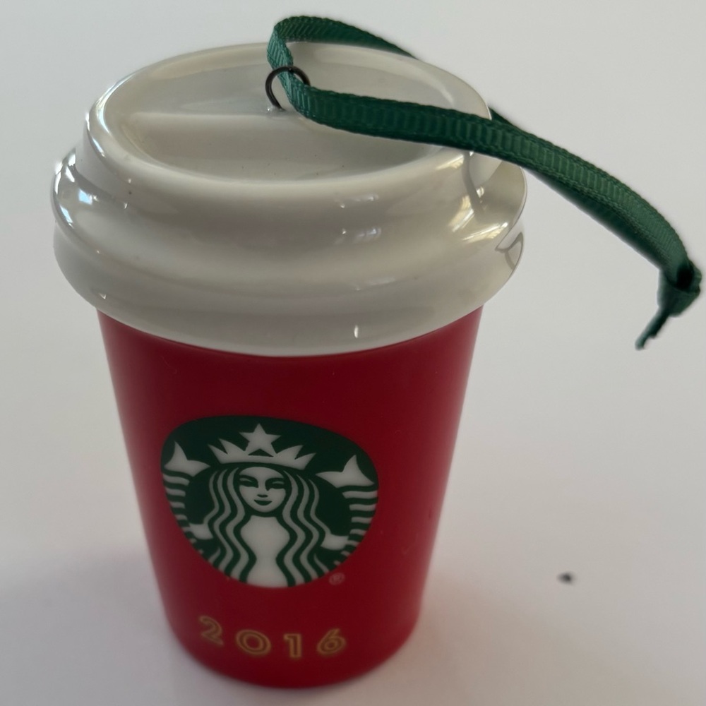 Starbucks Holiday Ornament 2016 Ceramic To Go Mini Tumbler Cup 2.5" Christmas